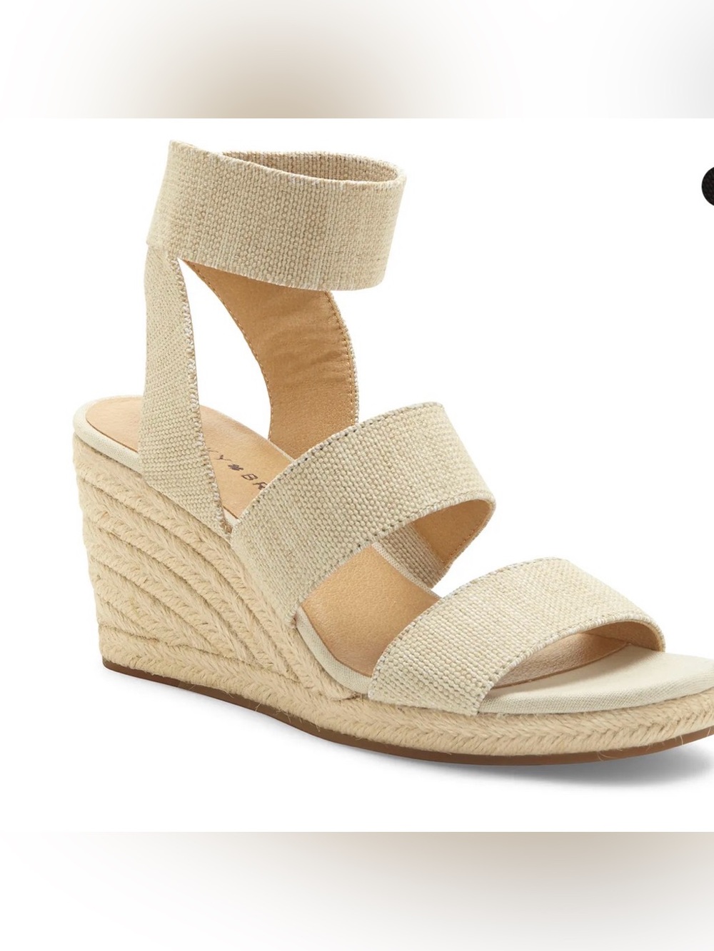 Lucky Brand Mindara Natural Beige Espadrille Wedge Sandal with Ankle Strap